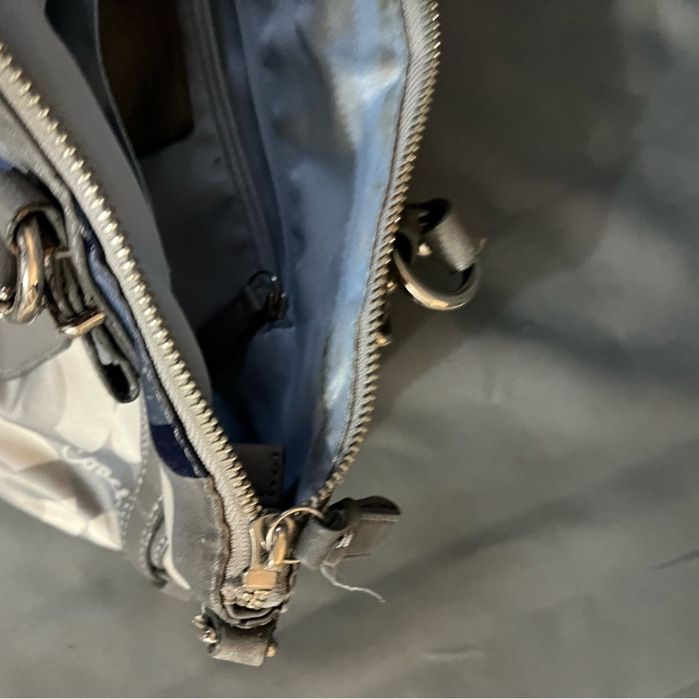 Coach Gray and Navy Circle Print Satchel with Removable Strap - Picture 5 of 10